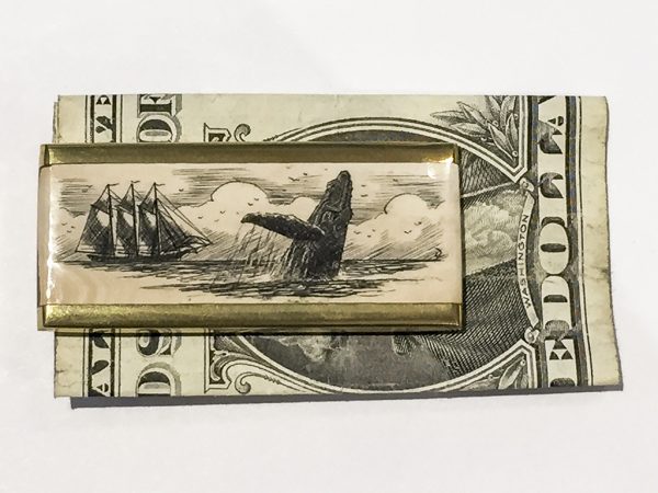 Scrimshaw Money Clip - Breaching Whale