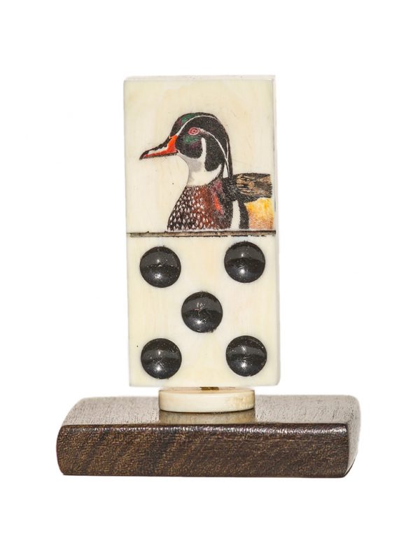 David Adams Scrimshaw - Woodduck on Antique Domino