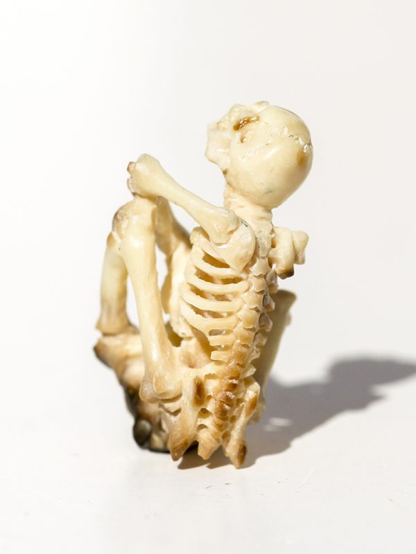 Unknown Artist - Yoga Pose Skeleton Carving - Scrimshaw Collector