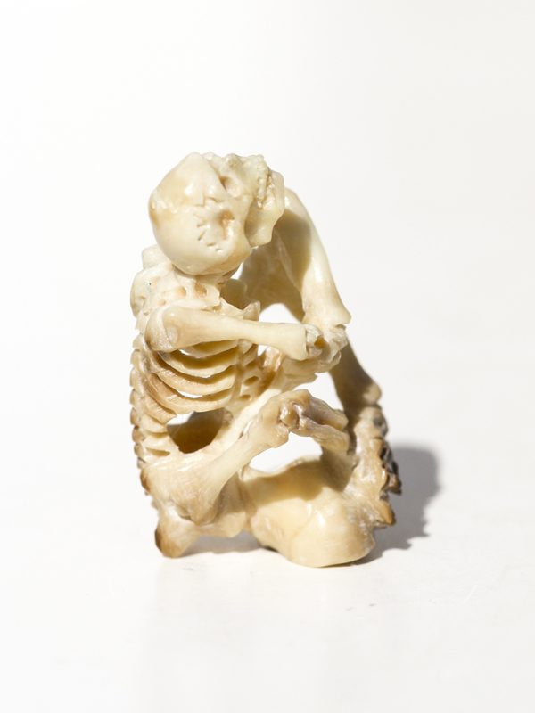 Unknown Artist - Yoga Pose Skeleton Carving - Scrimshaw Collector