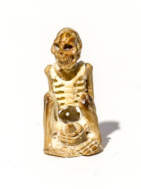 Unknown Artist - Yoga Pose Skeleton with Bottle - Scrimshaw Collector