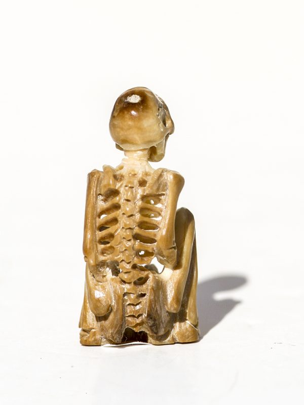 Unknown Artist - Yoga Pose Skeleton with Bottle - Scrimshaw Collector