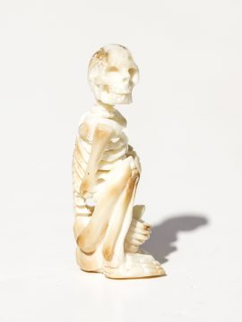 Unknown Artist - Yoga Pose Skeleton with Bottle - Scrimshaw Collector