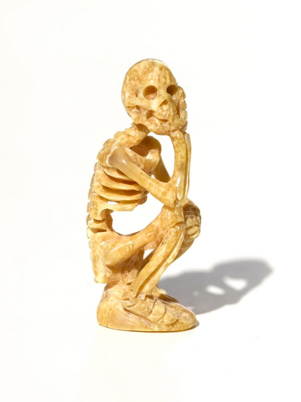 Unknown Artist -Yoga Pose Skeleton Carving - Scrimshaw Collector