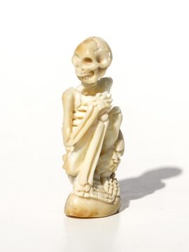 Unknown Artist - Yoga Pose Skeleton Carving - Scrimshaw Collector