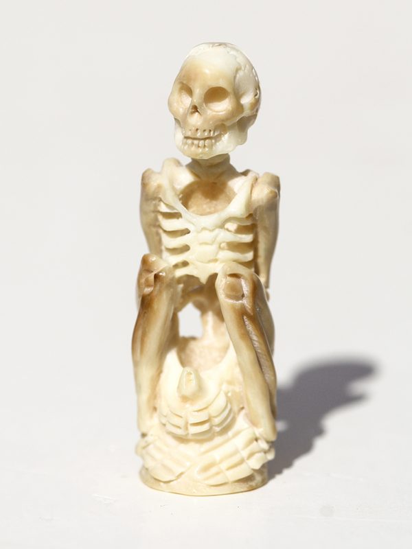 Unknown Artist - Yoga Pose Skeleton with Bottle - Scrimshaw Gallery