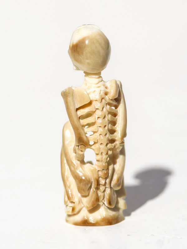 Unknown Artist - Yoga Pose Skeleton with Bottle - Scrimshaw Gallery