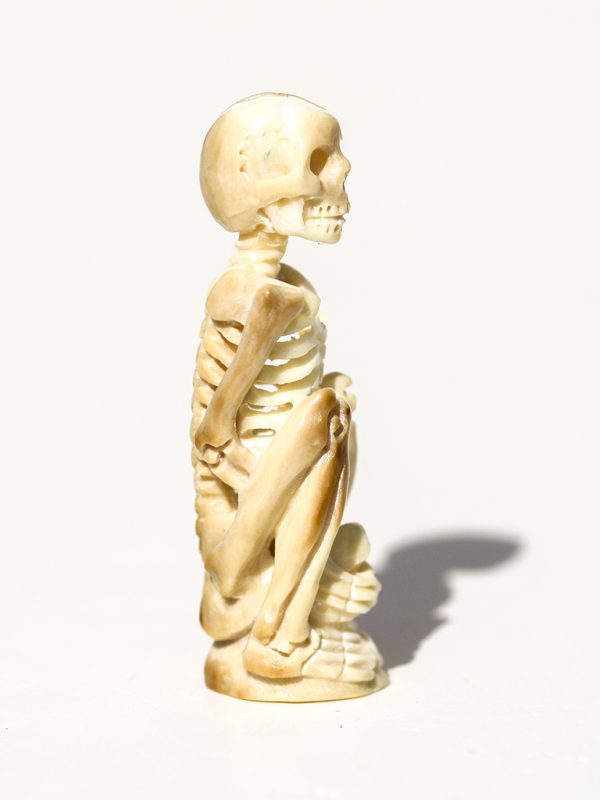 Unknown Artist - Yoga Pose Skeleton with Bottle - Scrimshaw Gallery