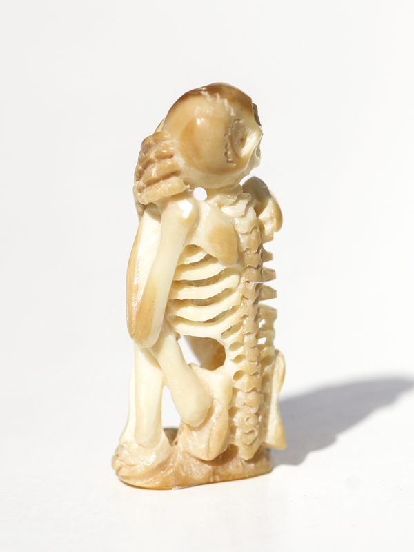 Unknown Artist - Yoga Pose Skeleton Carving - Scrimshaw Collector