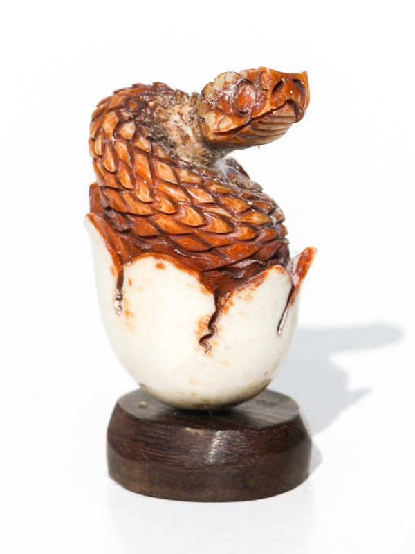 Unknown Artist - Rattlesnake in Egg Carving
