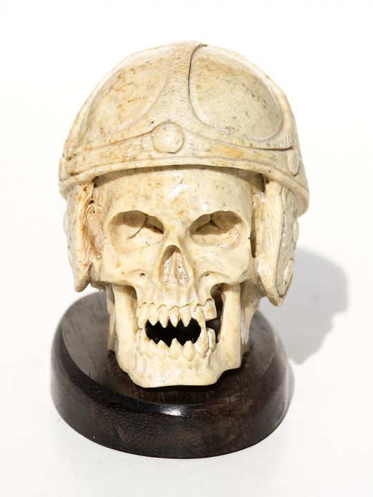 Unknown Artist - Vampire Skull with Helmet - Scrimshaw Collector
