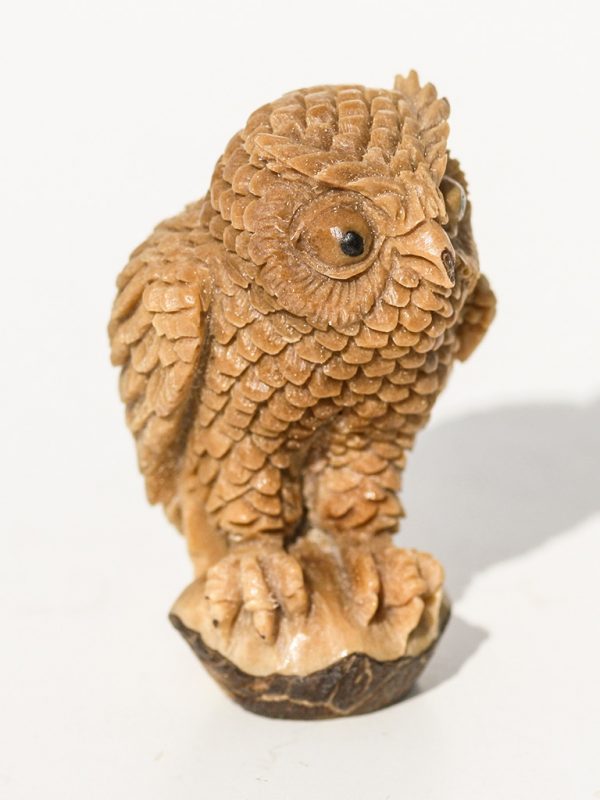 Unknown Artist - Owl Carving on Tagua Nut