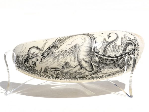 David Pudelwitts Scrimshaw - Dragon Mother and Baby