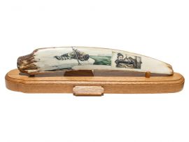 Kelly Mulford Scrimshaw - Native Fisherman on Ice