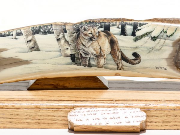 Kelly Mulford Scrimshaw - Hunting Puma in Snow