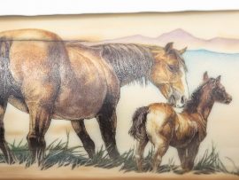 Mary Byrne Scrimshaw - Wild Stallion and Herd