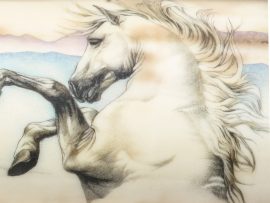 Mary Byrne Scrimshaw - Wild Stallion and Herd