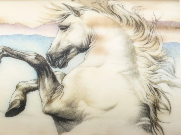 Mary Byrne Scrimshaw - Wild Stallion and Herd