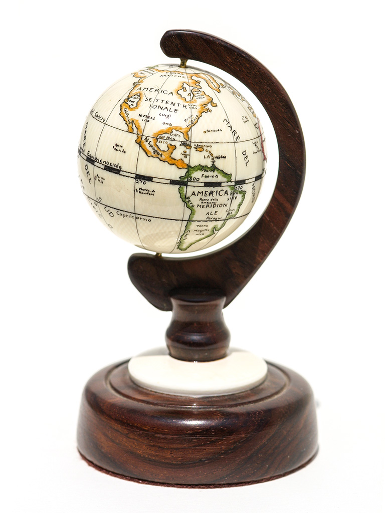 Kurt Sperry Scrimshaw - Antique Ivory World Globe