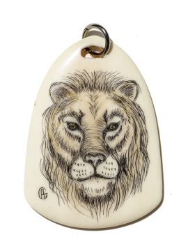 Albin Geiger Scrimshaw - Double Sided Scrimshaw Pendant