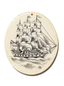 Albin Geiger Scrimshaw - Double Sided Scrimshaw Pendant