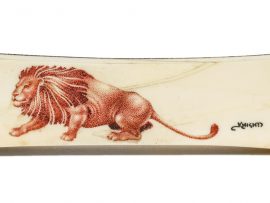 Ellery Knight Scrimshaw - Ellery Knight Lion Knife