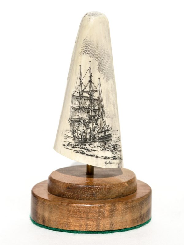 Ray Peters Scrimshaw - Whaler off to Work