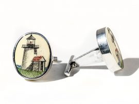 David Smith Scrimshaw - Brant Point Light Cufflinks