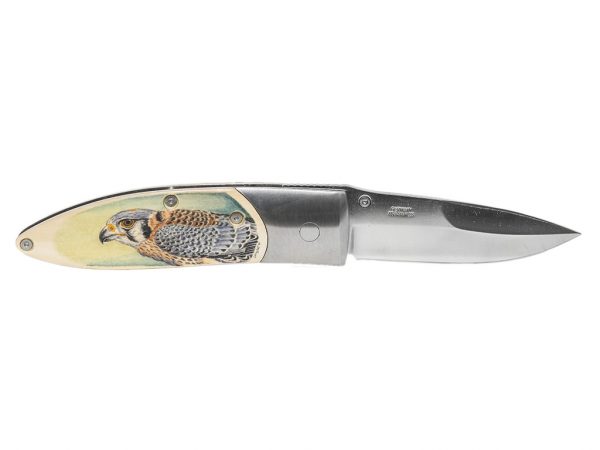 Matt Stothart Scrimshaw - Peregrine and Kestrel Knife