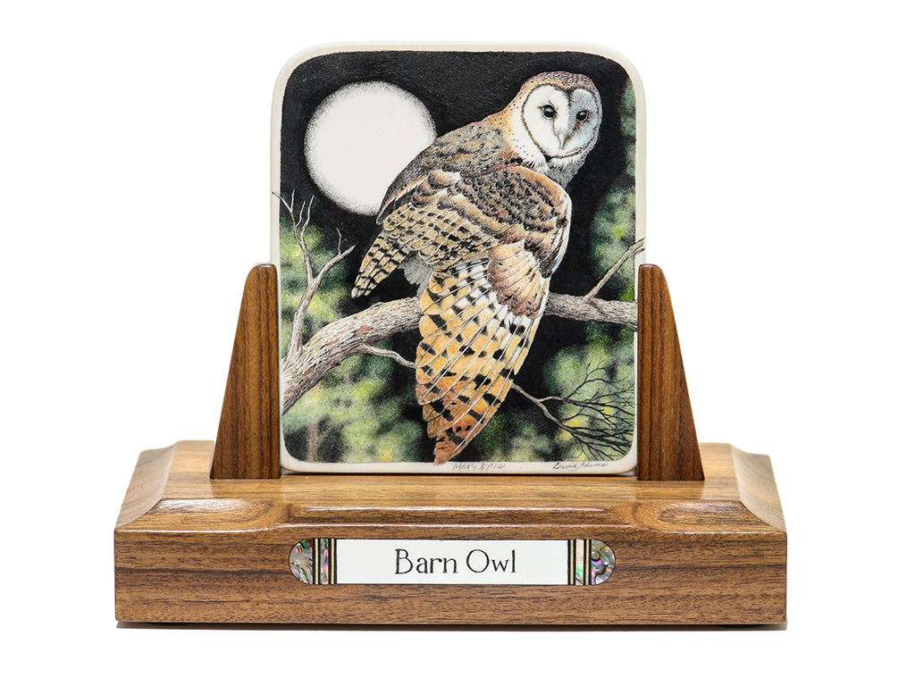 M. Byrne D. Adams Scrimshaw - Barn Owl in Full Moon