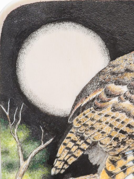 M. Byrne D. Adams Scrimshaw - Barn Owl in Full Moon