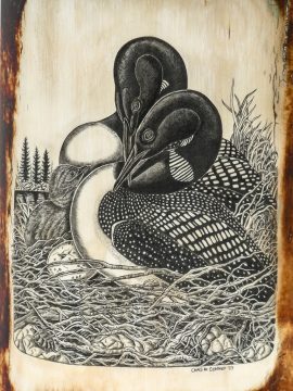 Charles W. Conner Scrimshaw - Proud Loon Family