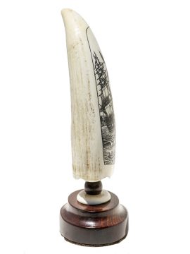 Peter Kinney Scrimshaw - South Seas Harbor Scene