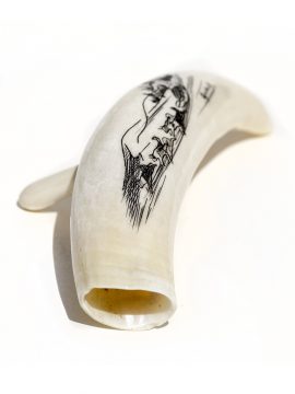 Scrimshaw by Aportruk - Native on Sled with Dogs