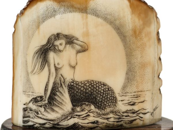 Ray Peters Scrimshaw - Full Moon Mermaid