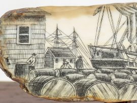 Salman Rashidi Scrimshaw - Barrels of Whale Oil