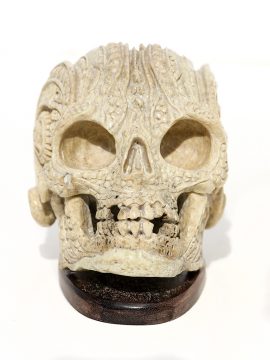 Unknown Carver- Clockwork Punk Ancient Walrus Jawbone Skull - Scrimshaw Collector