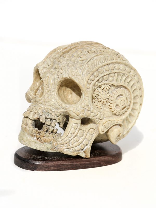 Unknown Carver- Clockwork Punk Ancient Walrus Jawbone Skull - Scrimshaw Collector