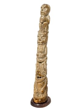 Unknown Carver - Carved Oosik Totem Pole