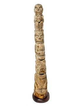 Unknown Carver - Carved Oosik Totem Pole