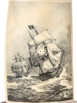 David Adams Scrimshaw - Pirate Ship Battle