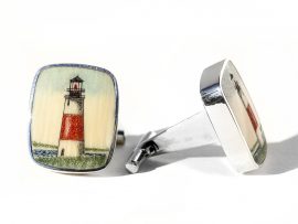 David Smith Scrimshaw - Sankaty Light Cufflinks