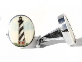 David Smith Scrimshaw - Cape Hatteras Light Cufflinks