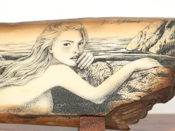 David Adams Scrimshaw - Pensive Blonde Mermaid