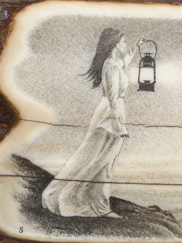 David Smith Scrimshaw - Woman with Lantern