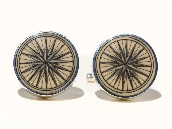 David Smith Scrimshaw - Compass Rose Cufflinks