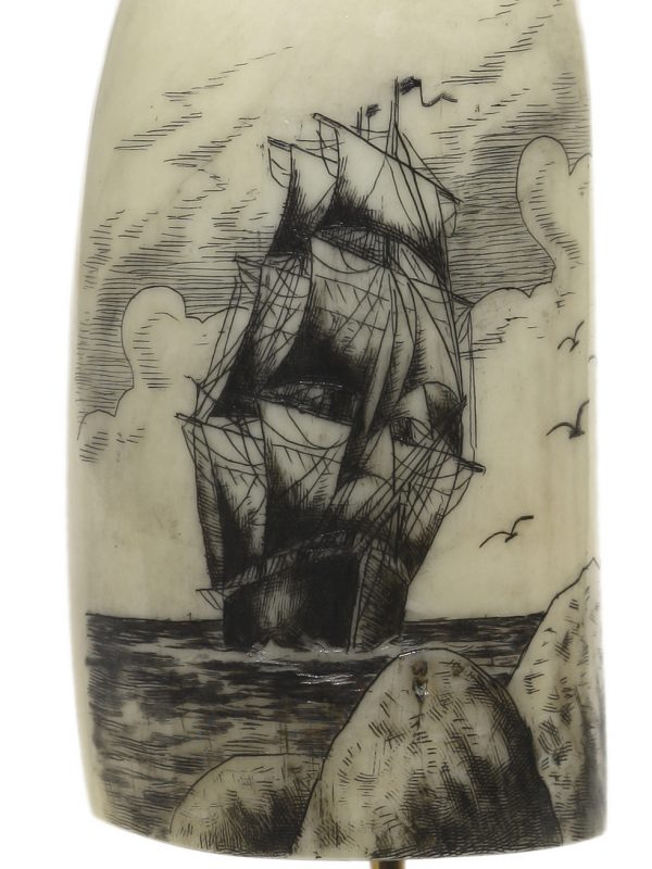 Frank Barcelos Scrimshaw - Full Rigged Clipper