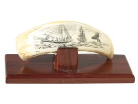 Barcelos Scrimshaw - Clipper and Breaching Whale