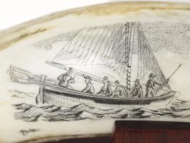 Barcelos Scrimshaw - Clipper and Breaching Whale