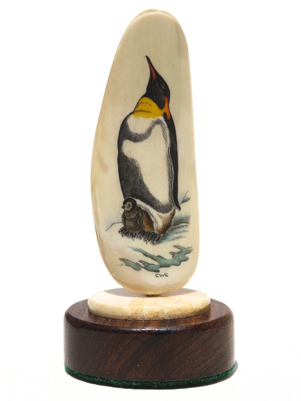 Charles W. Conner Scrimshaw - Emperor Penguin and Chick